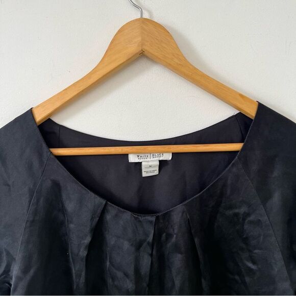 WHBM White House Black Market Black 100% Silk Scoop Neck Blouse - Picture 7 of 7
